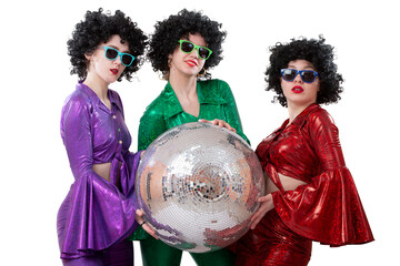 Three girls with a disco ball