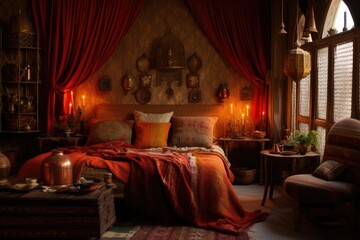 A comforting and snug bedroom inspired by Indian decor.