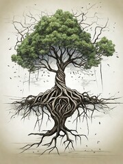 tree with roots and leaves Generative AI