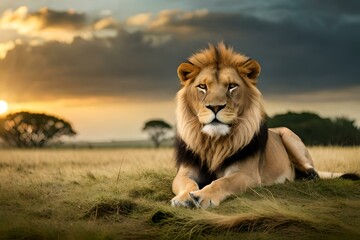 Fototapeta na wymiar male lion in the wild