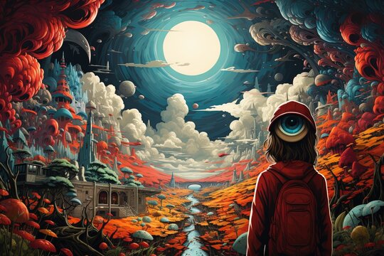 lsd trip abstract illustration generative ai