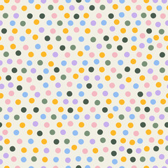Hand Drawn Seamless Pattern With Different Multicolored Dots