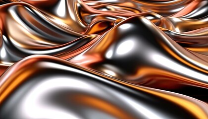 Shimmering metallic surfaces abstract 3D render wallpaper and background