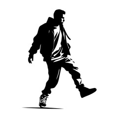 Hip hop dancer silhouette illustration