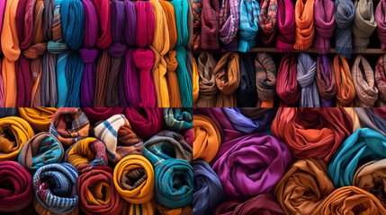 Fototapeta na wymiar colorful scarves for sale at market