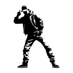 Hip hop dancer silhouette illustration