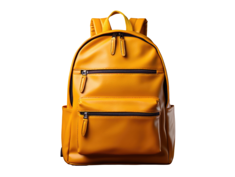 yellow shoulder school bag isolated on transparent background. Back to school concept