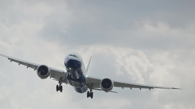 Commercial jet airplane during flight