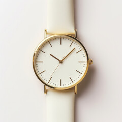 Top view detail of woman's gold watch