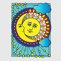  Moon and Sun Astrology Symbol Vector