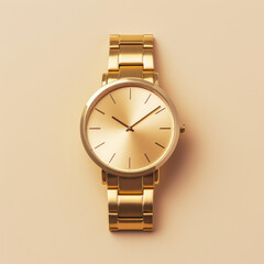 Top view detail of woman's gold watch