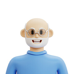 3d rendering Male Old Man Character with white hair