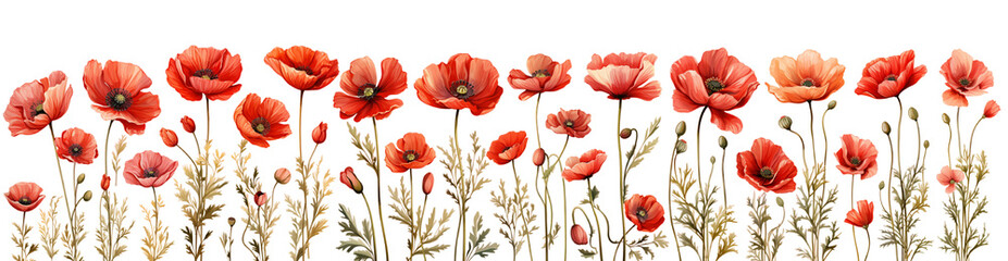 Fototapeta na wymiar Red poppies illustration . Generative Ai 
