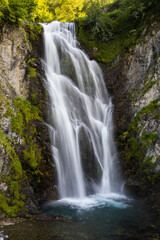 Fototapeta na wymiar Summer in Sauth Deth Pish waterfall, Val D Aran, Spain