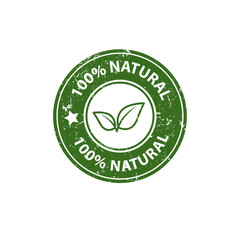 Natural product, only natural ingredients stamp, organic product icon, eco emblem, green label