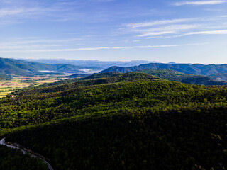Fototapeta na wymiar Spring landscape in La Vall D En Bas, La Garrotxa, Girona, Spain.