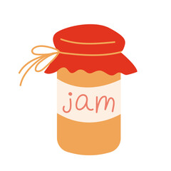 Vector jar with jam flat illustration