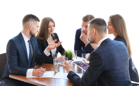 startup business team on meeting, brainstorming, working on laptop and tablet computer on a transparent background