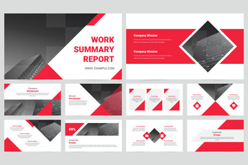Red business work report slideshow presentation
