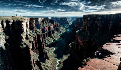 The Dramatic Panorama of a Vast Canyon Ravine ai generated