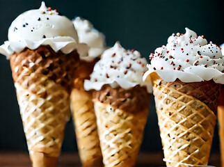 Realistic ice cream neutral colors warm lighting