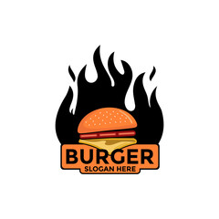 burger logo design vector template, Fast food flat  logo modern minimal design illustration.