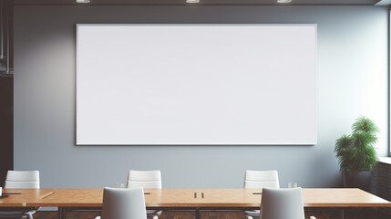 オフィスの壁に白い看板広告バナー　Generative AI
