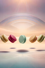 abstract picture of macaroons, futuristic space background created with generative ai technology