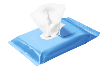 Blue wet wipes flow pack, cut out
