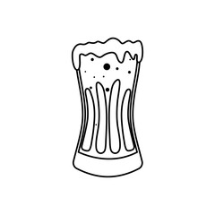 Glass of beer. Glass full with blond beer and foam.