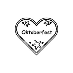 Oktoberfest with gingerbread heart and edelweiss vector illustration on white background