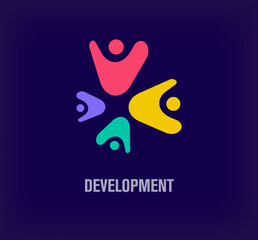 Creative human development logo. Unique color transitions. Unique education, company and teamwork logo template. vector