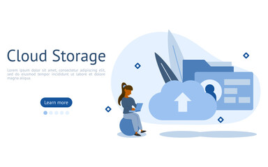 Fototapeta na wymiar cloud storage illustration set. characters choose cloud service to data storage because that can be used at any location. private storage online concept. vector illustration.