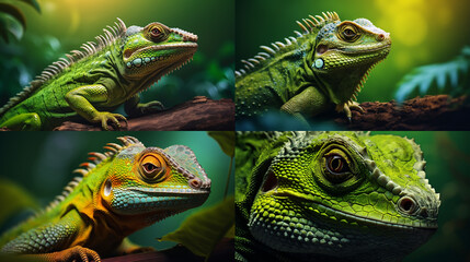 Fototapeta premium green iguana on a branch