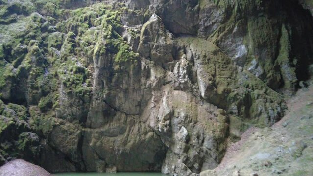 Blansko district, Czech Republic - February 25, 2023: Punkva Caves. Caves Moravian Karst. Stolognites, the underworld.