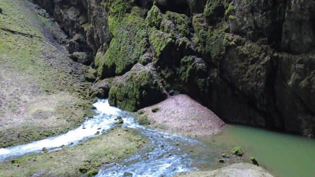 Blansko district, Czech Republic - February 25, 2023: Punkva Caves. Caves Moravian Karst. Stolognites, the underworld.