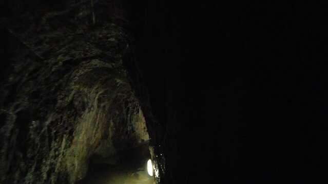 Blansko district, Czech Republic - February 25, 2023: Punkva Caves. Caves Moravian Karst. Stolognites, the underworld.