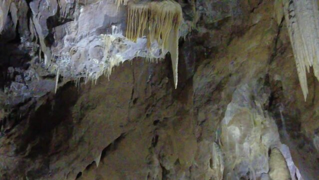 Blansko district, Czech Republic - February 25, 2023: Punkva Caves. Caves Moravian Karst. Stolognites, the underworld.