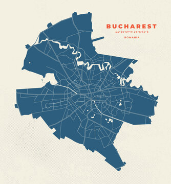 Bucharest map vector poster flyer