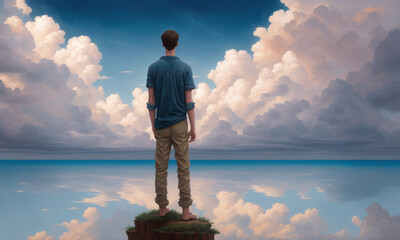 Hombre mirando al horizonte
