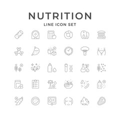 Set line icons of nutrition