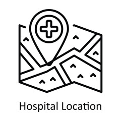 Hospital Location Outline Icon Design illustration. Map and Navigation Symbol on White background EPS 10 File
