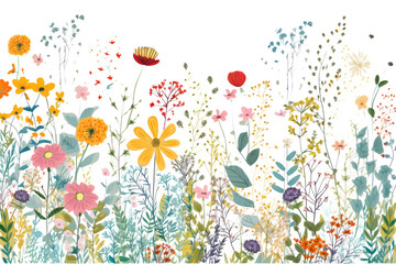 colorful wildflowers on background - obrazy, fototapety, plakaty