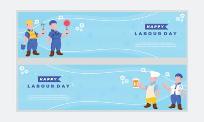 flat happy labour day template