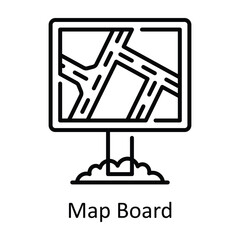 Map Board Outline Icon Design illustration. Map and Navigation Symbol on White background EPS 10 File