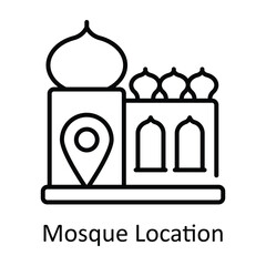 Mosque Location Outline Icon Design illustration. Map and Navigation Symbol on White background EPS 10 File