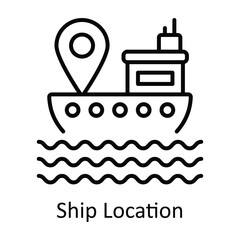 Ship Location Outline Icon Design illustration. Map and Navigation Symbol on White background EPS 10 File
