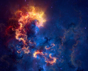 Obraz na płótnie Canvas Spiral nebula and stars in space. Abstract fractal art background.