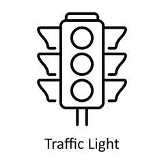 Traffic Light Outline Icon Design illustration. Map and Navigation Symbol on White background EPS 10 File