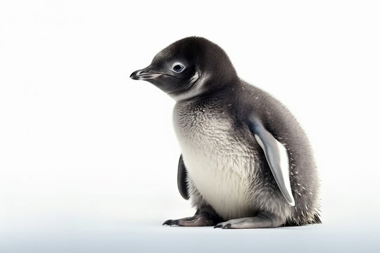 Cute little penguin isolated on white background. 
